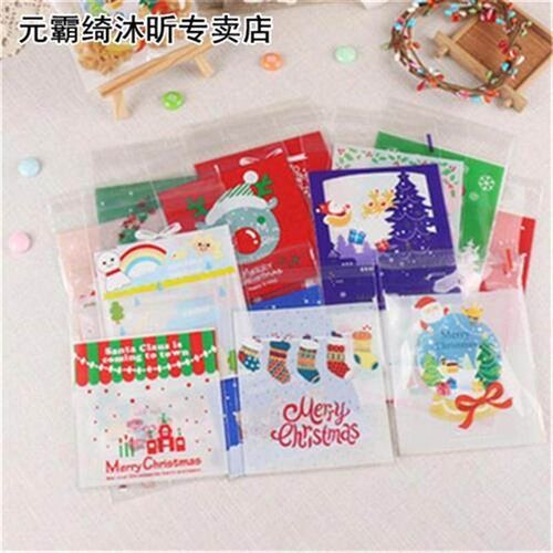 100Pcs Christmas Plastic Baking Bags Baking Cookie&Candy