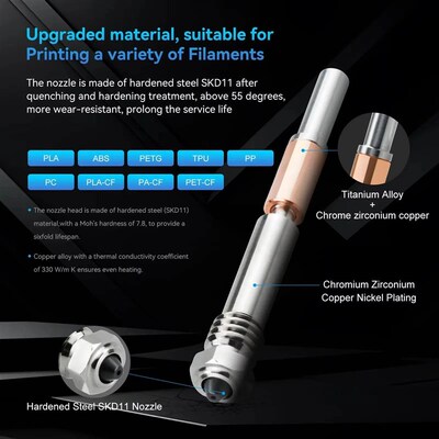 New Hotend For Bambu Lab P1P X1C P1S X1 X1E V4.0 Upgrade Hot