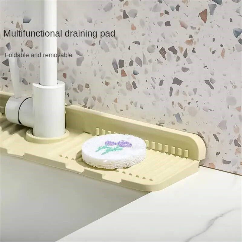 1/3pcs Kitchen Silicone Faucet Mat Water Ripples Faucet Wate - 实物图