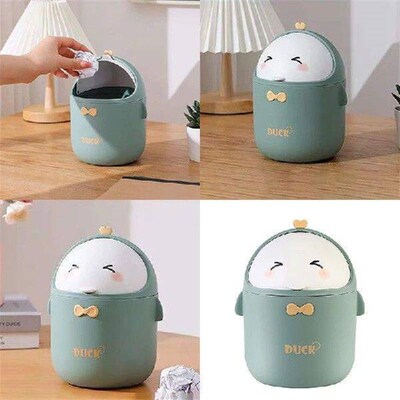 Mini Desktop Trash Can With Lid Portable Cute Cartoon Trash
