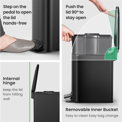 Trash Can Garbage Step Pedal Removable Inner Bucket