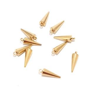 10PCS Stainless Steel Cone Charms Pendants Retro Bullet Spik