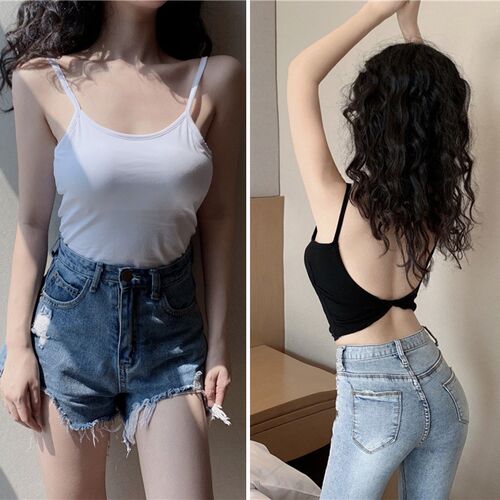 Women Crop Top Backless Bra ops Female Cotton Seamless Under