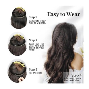 22 Inch Invisible Wire Hair Extensions 4 Clips In Natural Sy