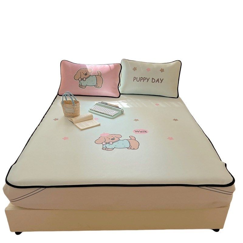 韩式Chic风卡通牛奶丝碳光凉席三件凉感夏季冰丝空调软席,床上用品,冰丝席,淘宝优惠券,粉丝福利购,淘宝优惠卷