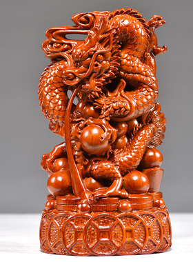 花梨木雕十二生肖摆件全实木质鼠牛虎兔龙蛇马羊猴鸡狗猪工艺品