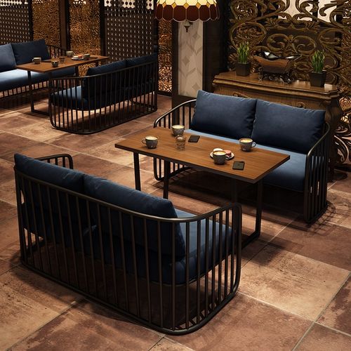 复古工业风咖啡厅卡座沙发酒吧清吧烧烤奶茶店西餐厅桌椅实木