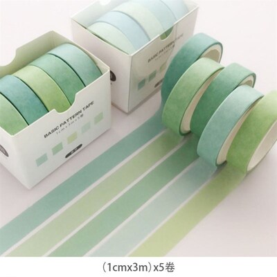 5Rolls Solid Color Washi Tape Set Decorative Masking Tape