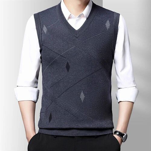 Mens Slim Fit Sweater Vest Knitted Tank Top Sleeveless Pullo