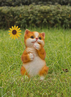 花园小摆件 庭院装饰树脂工艺品家居饰品创意卡通动物小猫摆件