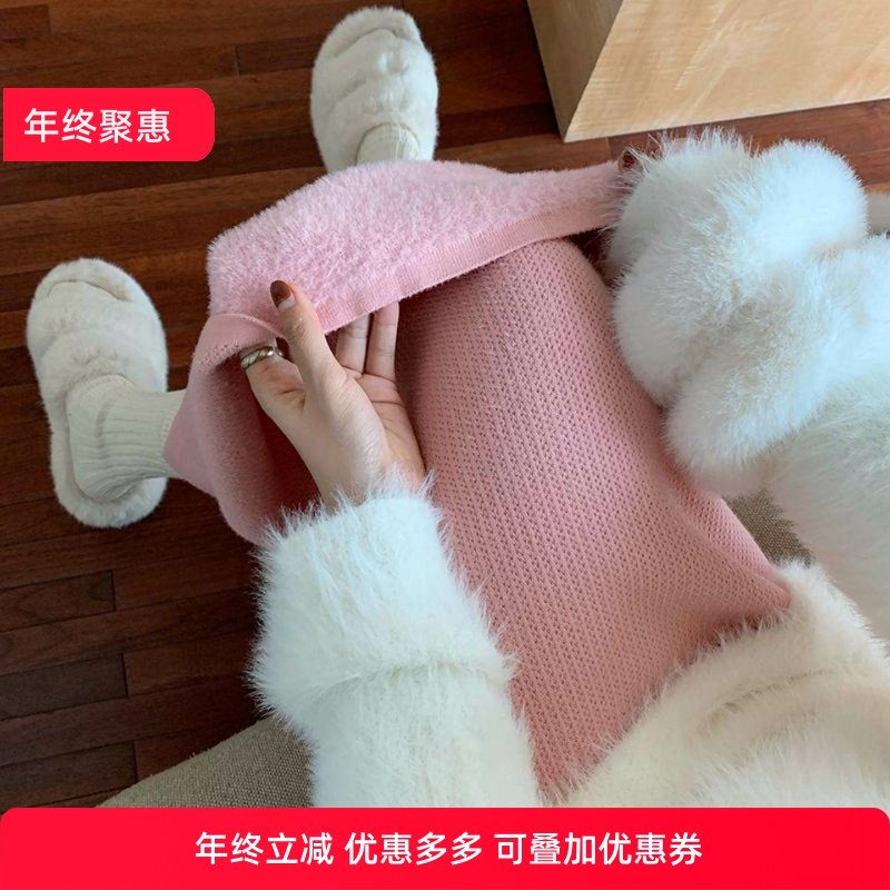 韩版纯色加厚加绒针织半身裙秋冬新款中长款开叉一步裙高腰a字裙,女装/女士精品,大码半身裙,淘宝优惠券,粉丝福利购,淘宝优惠卷