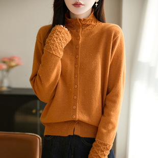 上衣 外套长袖 25年秋冬新款 半高亮片毛衣女宽松高级针织衫