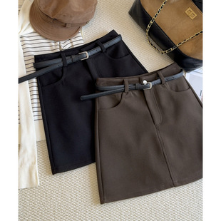 秋冬防走光A字毛呢半身裙女25新款 短裙 气质高腰遮胯显瘦包臀西装