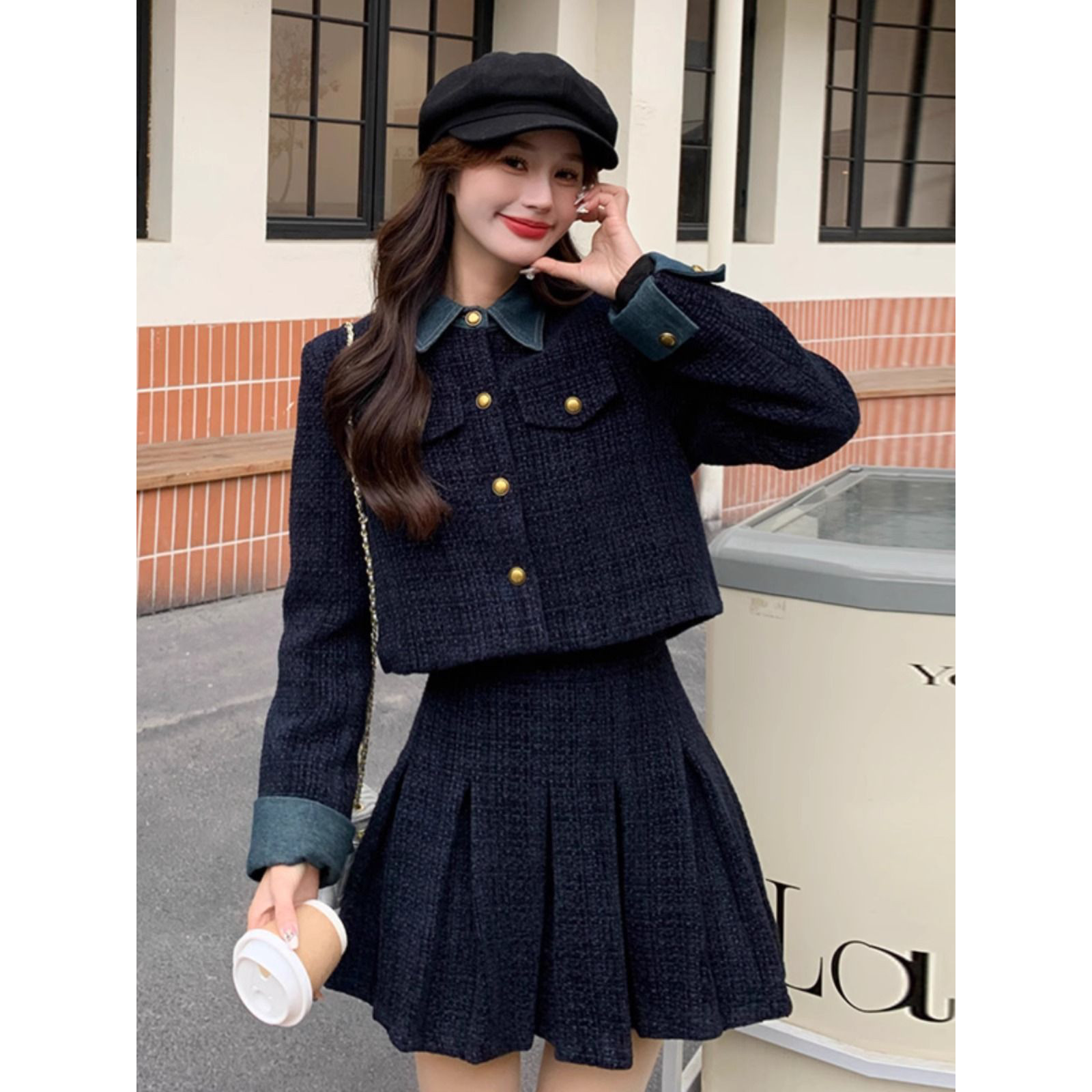 小香风加厚加棉时尚套装女2025冬季新款毛呢外套+百褶裙两件套潮,女装/女士精品,时尚套装,淘宝优惠券,粉丝福利购,淘宝优惠卷