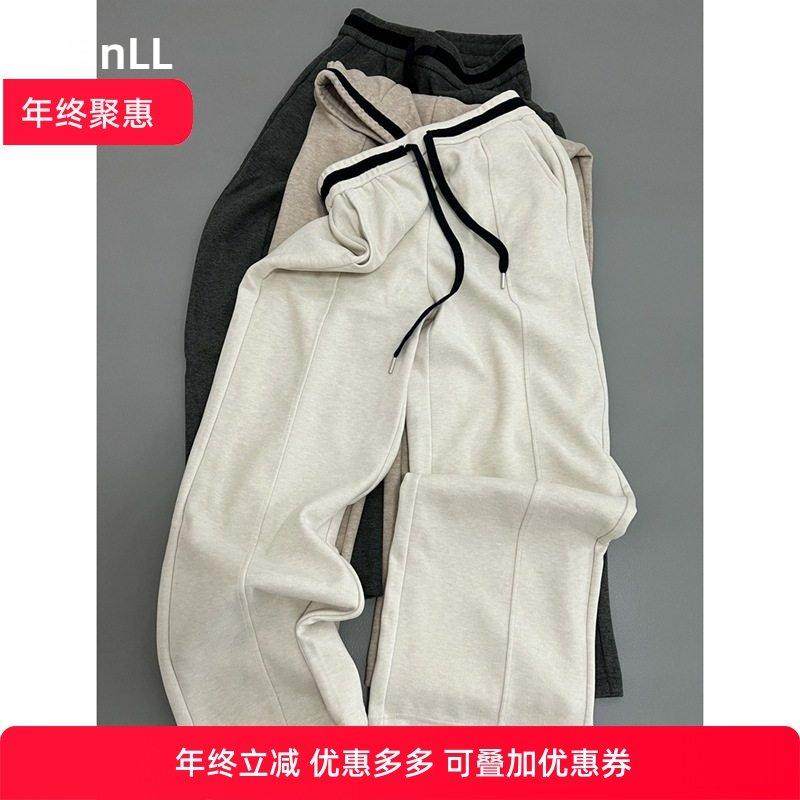 厚实韩系简约休闲裤女士秋冬新款宽松显瘦百搭直筒阔腿长裤松紧腰,女装/女士精品,休闲裤,淘宝优惠券,粉丝福利购,淘宝优惠卷