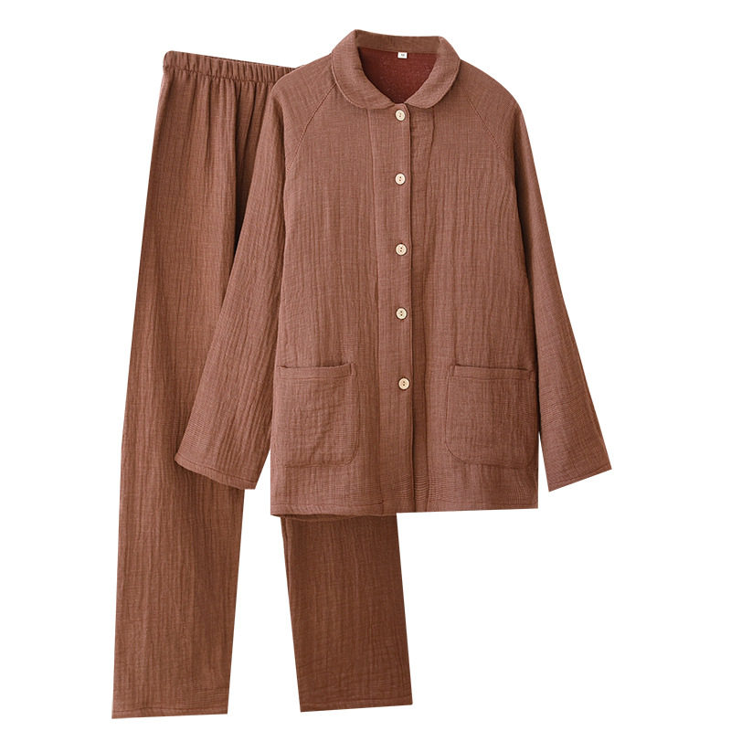 春秋新款四层纱男女士家居服水洗