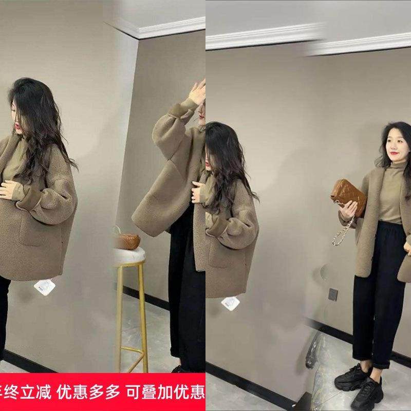 韩系小香风羊羔绒外套女春秋2025新款高级感小众宽松百搭开衫上衣,女装/女士精品,羊绒衫,淘宝优惠券,粉丝福利购,淘宝优惠卷