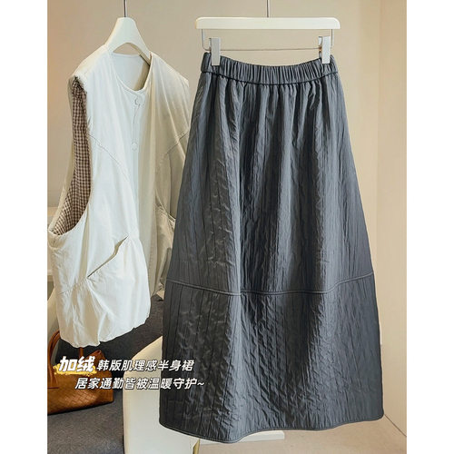 加绒加厚肌理感花苞裙女秋冬2025