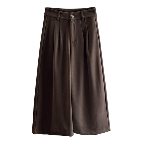 八分毛呢阔腿裤女2025秋冬流行