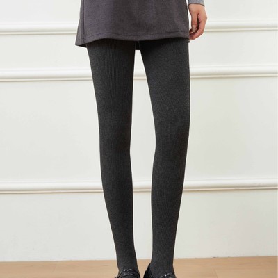 秋冬加绒竖条纹棉打底连裤袜