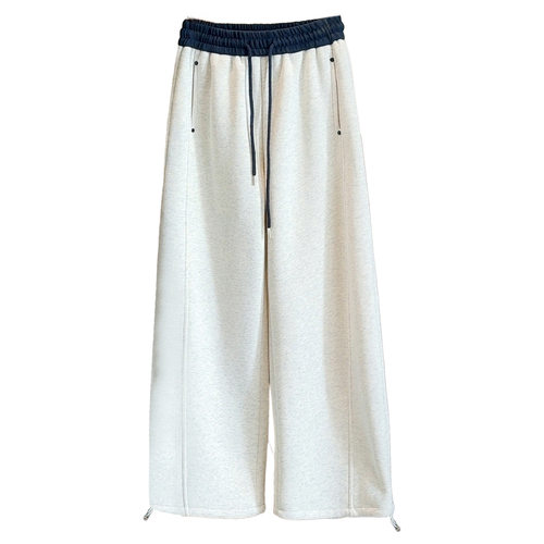 加绒高腰阔腿弯刀女卫裤