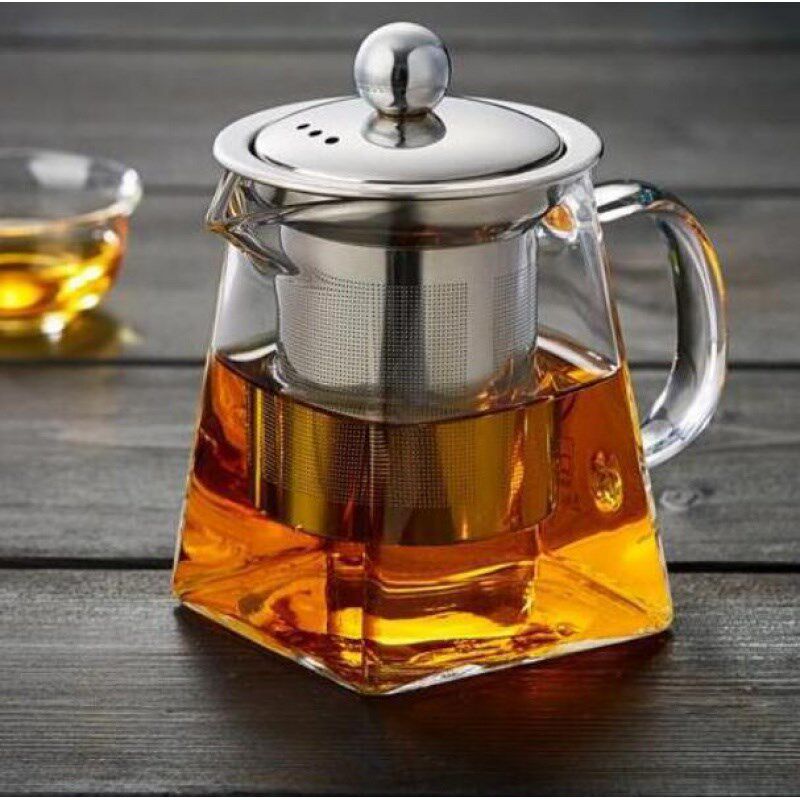 直火加热玻璃不锈钢过滤泡茶壶方形花茶壶玻璃茶具四方公道杯
