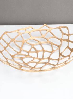 室新式金属中金色电镀果盘样D1144板卧餐厅桌面房玄关家居软装饰