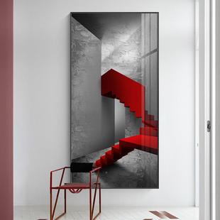 入户玄关装饰画走廊挂画现简红色建楼梯筑客厅沙步步高升背景墙约