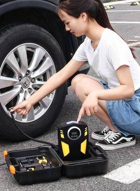 车载充气小轿车便携式汽车电胎48135多轮功能12泵v车用打动气筒加
