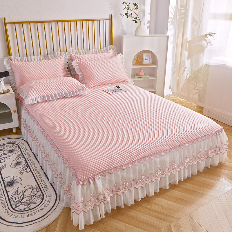 高端夏天冰豆豆冰丝凉席三件新款床裙款软席可水洗折叠空调席子,床上用品,冰丝席,淘宝优惠券,粉丝福利购,淘宝优惠卷