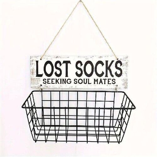Wall Mounted Socks Storage Basket Wire Organizer Iron Grid