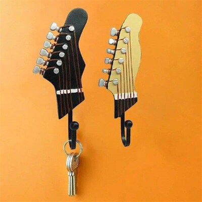 3Pcs Creative Resin Hook Guitar Head Shaped Hanger Resin