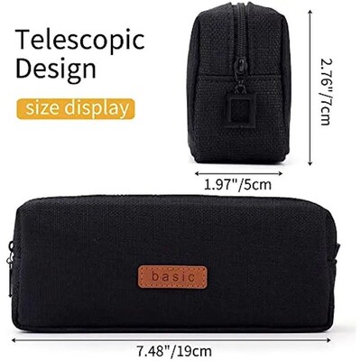 Canvas Pencil Case Student Pouch Coin Cosmetic Bag Office St