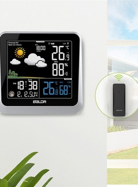 BLDR 彩屏高端V显示 气象站 室内外温湿度计 气压月相