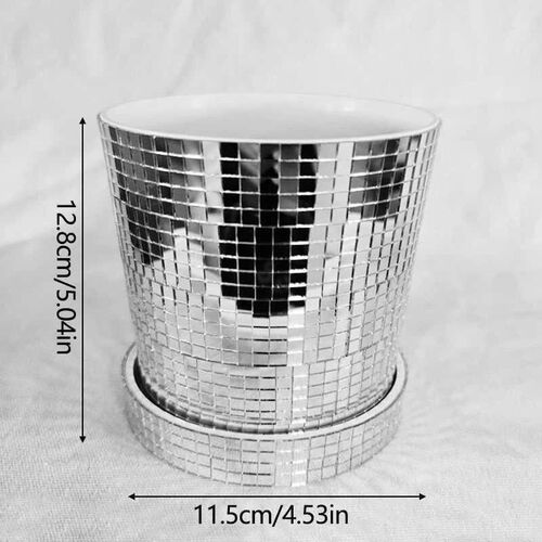 New Glass Square Flower Planter Pots Mirror Flower Basket Fl