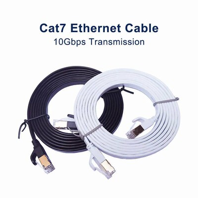White Black Cat7 Flat Cable Ethernet Cat 7 6 20m 15m 10m 8m