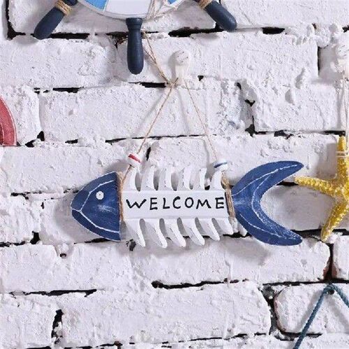 30cm WELCOME Fish Skeleton Fish Nautical Wall Hanging