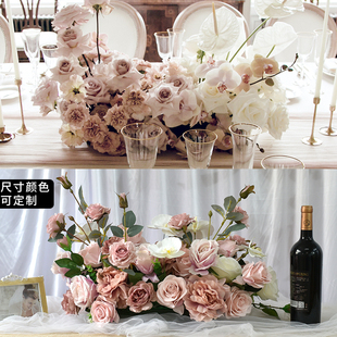 餐厅餐桌桌花装饰宴会布置会议室桌花台花摆花仿真花酒店桌面摆件