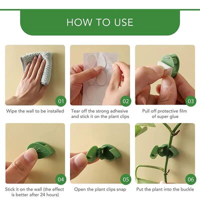 Plant Climbing Wall Fixture Clips Acrylic er Green Leaf Simu