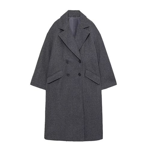 Women Autumn Winter Woolen Coat Thick Long Coats Vintage V