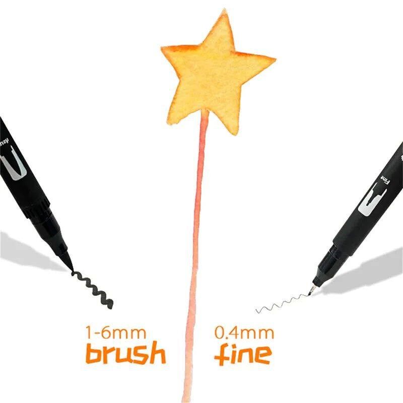 60/120 Dual Tip Art Marker Set Vibrant Watercolor Fineliner - 实物图