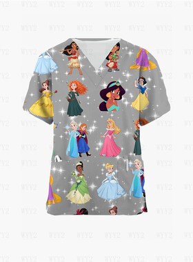 2023 Summer V Neck Pullover Nursing Scrub Tops Printing  Pri