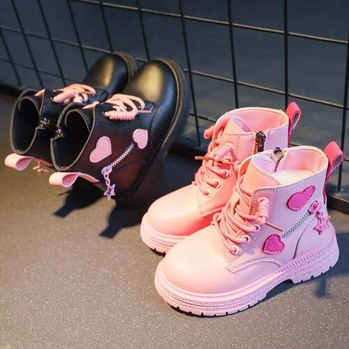 Girls Ankle Boots Fashion Princess PU Leather Rubber Outsole