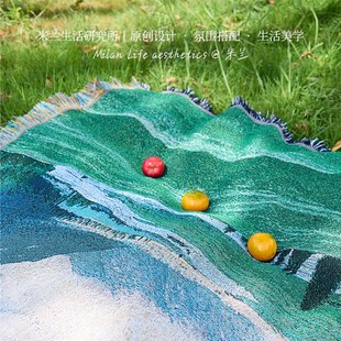 米兰【向心而行】休闲沙发盖毯旅拍装饰巾个性设计办公室午睡毯