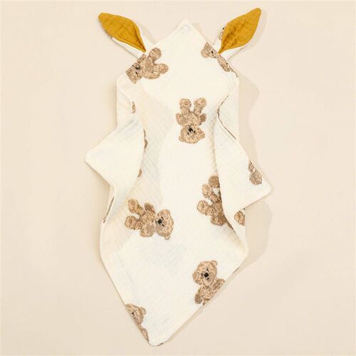 Newborn Baby Cotton Mulsin Comforter Carton Rabbit Ear Doubl