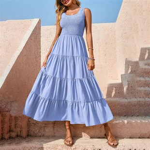 Fashion Tiered Ruffles Long Dresses for Women Vestido