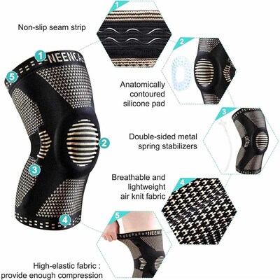Copper Knee Brace Knee Support with Patella Gel Pad &Sid