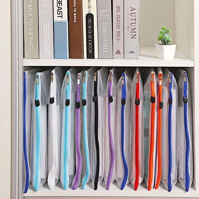 Mesh Zipper Storage Bag Document Bag Waterproof File Pouch F