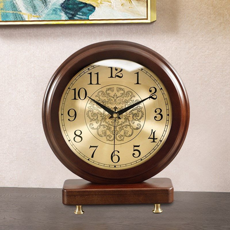 欧式台钟客厅家用时钟装饰钟表摆件电视柜台木质坐钟复古静音座钟,家居饰品,座钟,淘宝优惠券,粉丝福利购,淘宝优惠卷