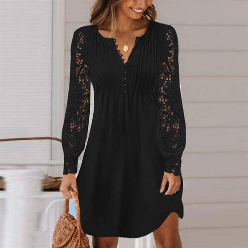Lace Lady Long Sleeved Dress Women Clothing 2024 Spring